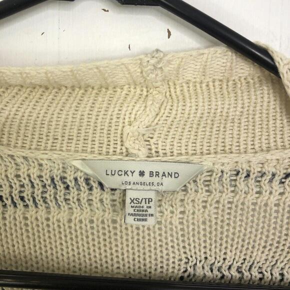 Lucky Brand Sweater Womens XS Soft Knit Waterfall Front Cardigan Neutral Wool - Picture 5 of 11